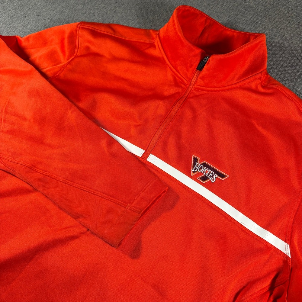 Nike Virginia Tech Hokies Golf Pullover Mens Large Orange Therma-FIT 1/4 Zip